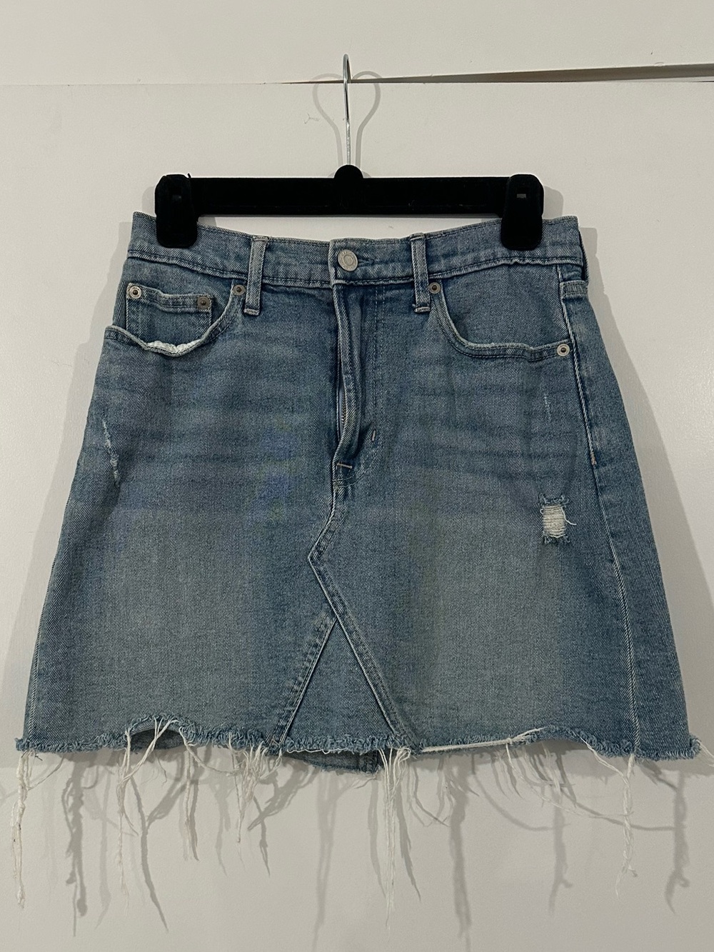 GAP factory Denim Frayed Hem Mini Skirt - Light Blue